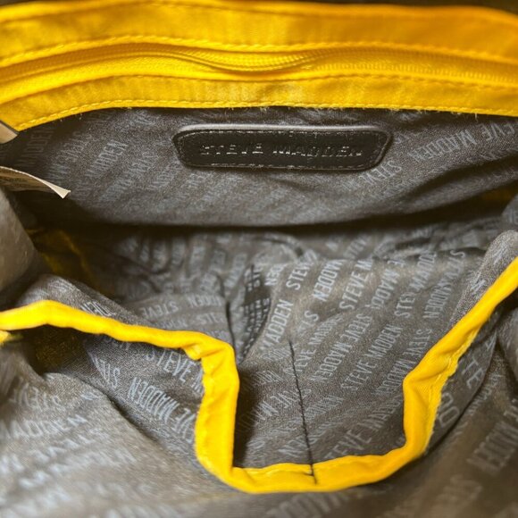 Steve Madden Womens Yellow Mini Nylon Sling Zip Backpack Travel Bag - Picture 3 of 13